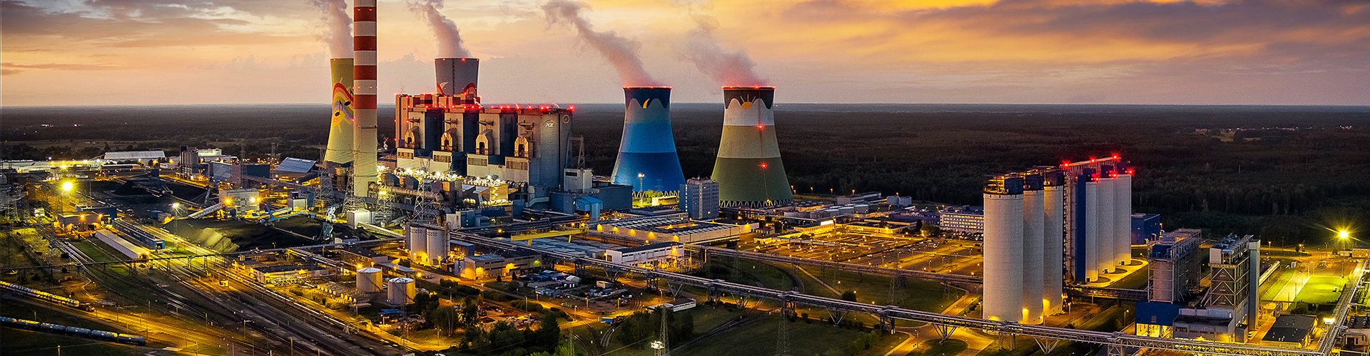 Power plant at sunset